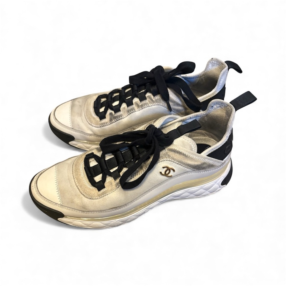 Chanel Women's White and Black Sneakers